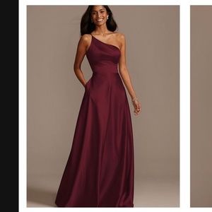 Wine Red/Burgundy One Shoulder Gown Dress